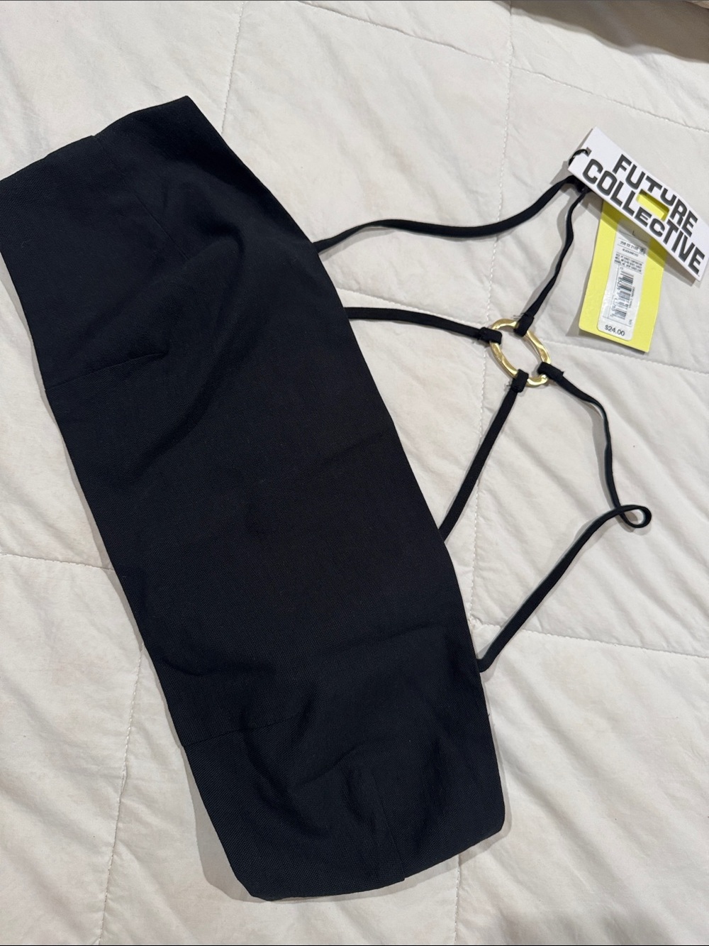 Future Collective Black Strappy Bandeau Top